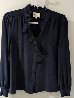 Sezane Chlo Shirt Navy - Size 8